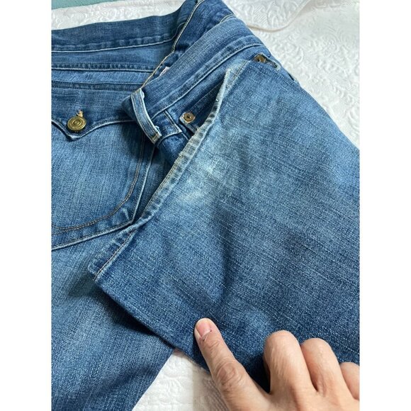 True Religion Mens Straight Leg Distressed Blue Denim Jeans Size 40 Made In USA - Picture 7 of 7